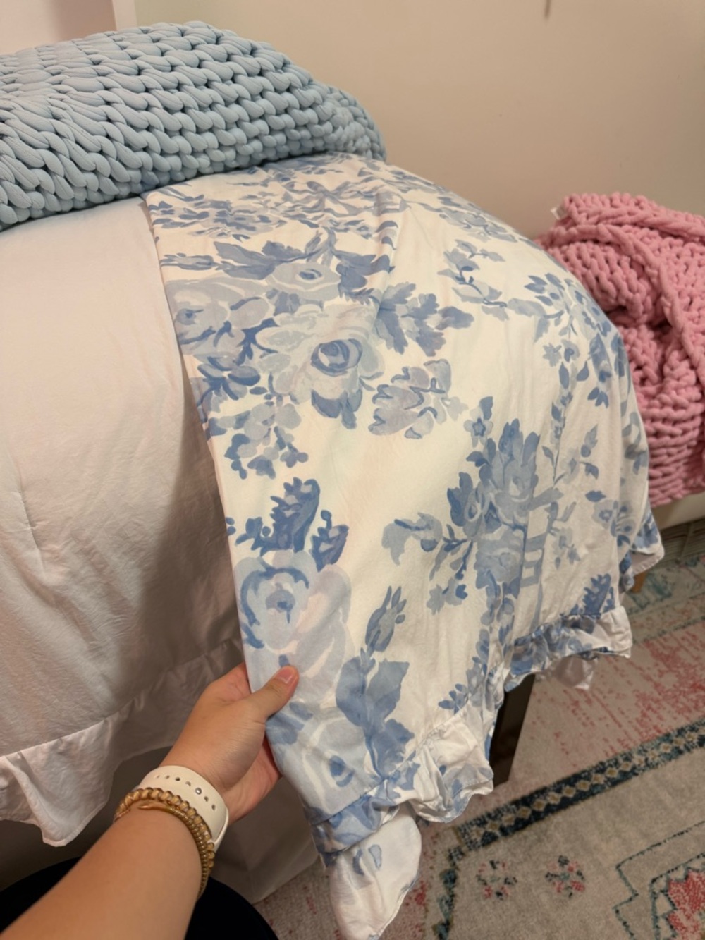 LoveShackFancy Blue and White Floral Duvet Cover